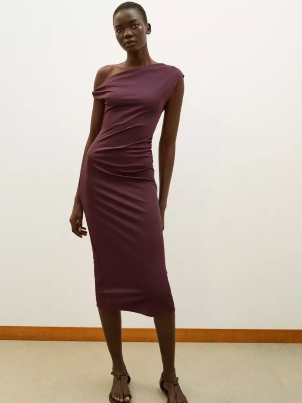 Nwt Zara stretch midi asymmetrical off the shoulder dress